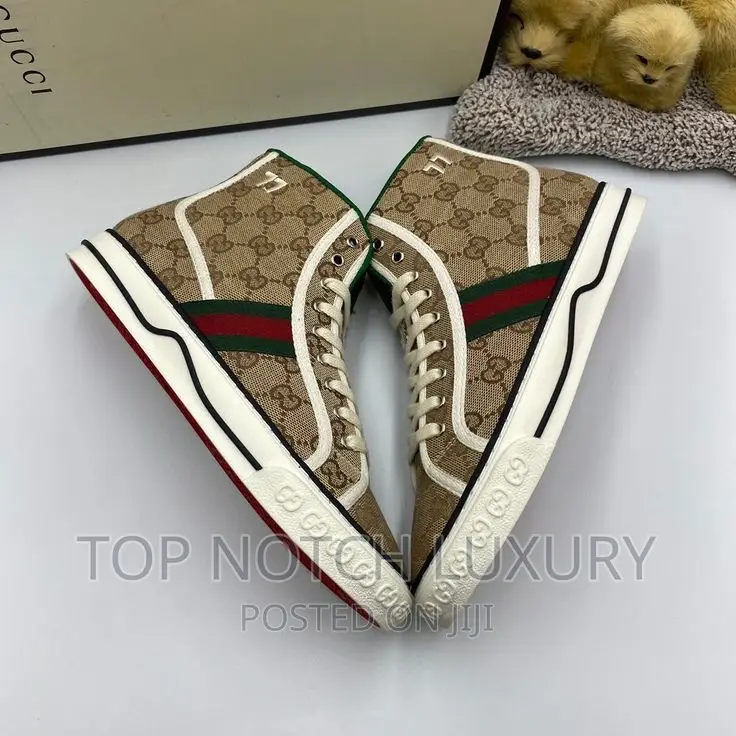 Original Gucci Men Gg Gucci Tennis 1977 High Top Men Women