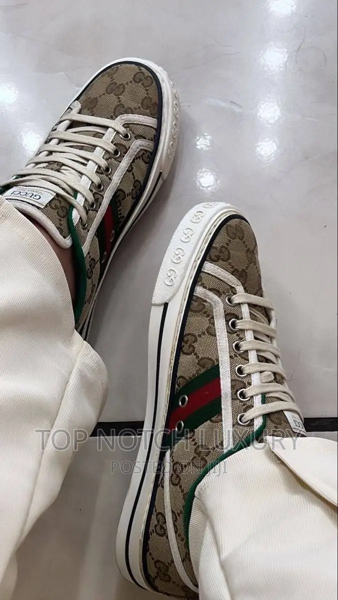 Original Gucci Men Gg Gucci Tennis 1977 High Top Men Women