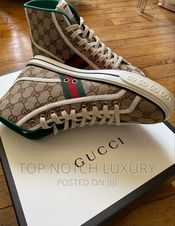 Original Gucci Men Gg Gucci Tennis 1977 High Top Men Women