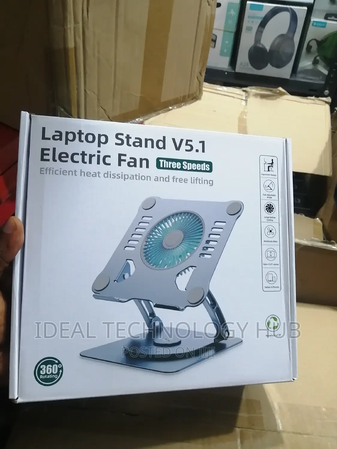 Laptop Stand v 5.1 360 Rotation With Electric Fan
