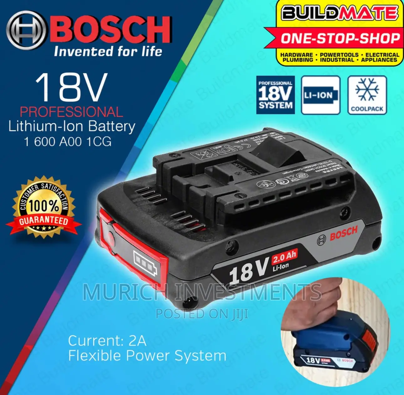 Bosch Battery 18V 2ah Battery Cordless Lithium Ion GBA 18V