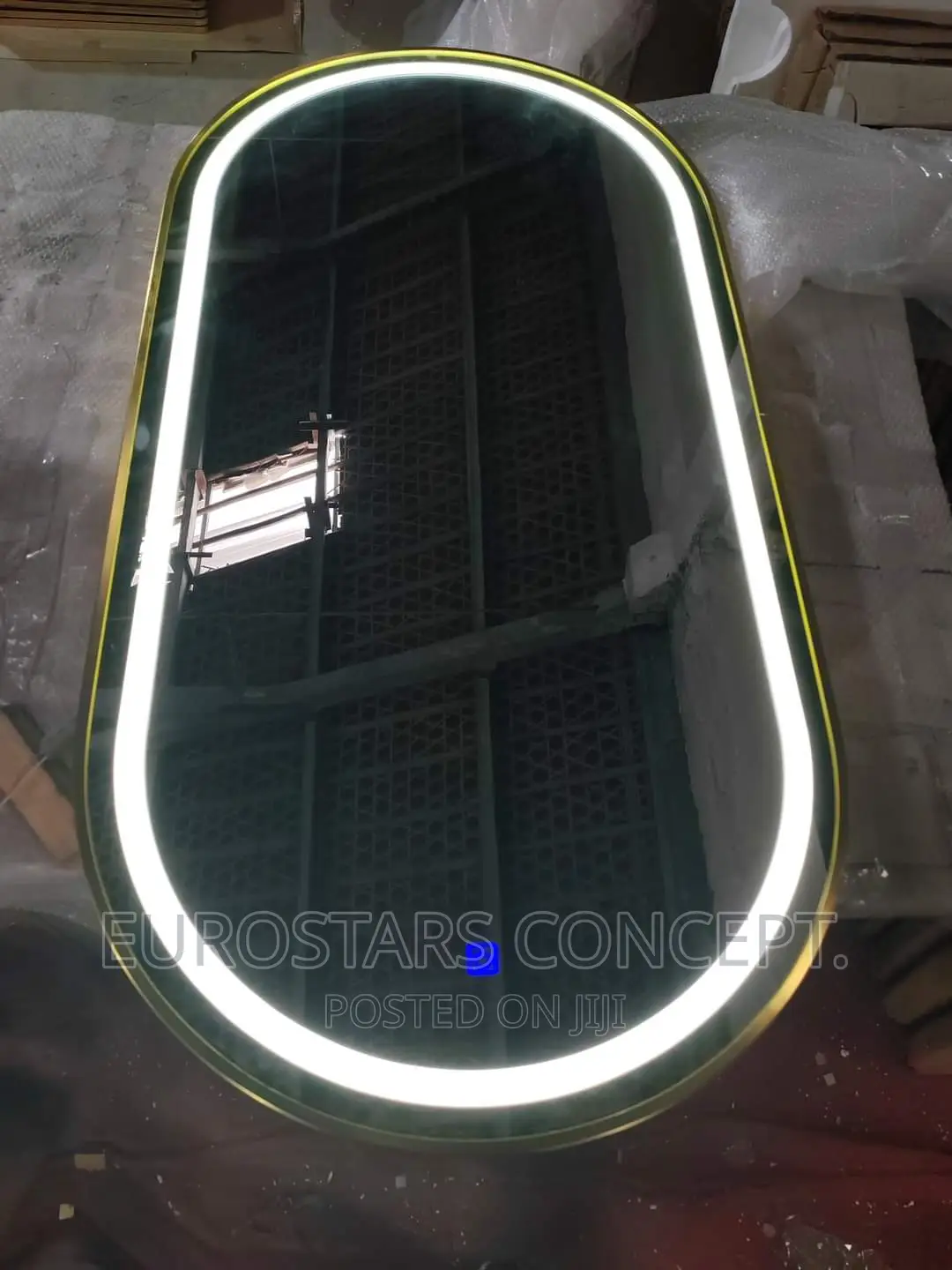 Gold Frame Oval LED Lights Mirror