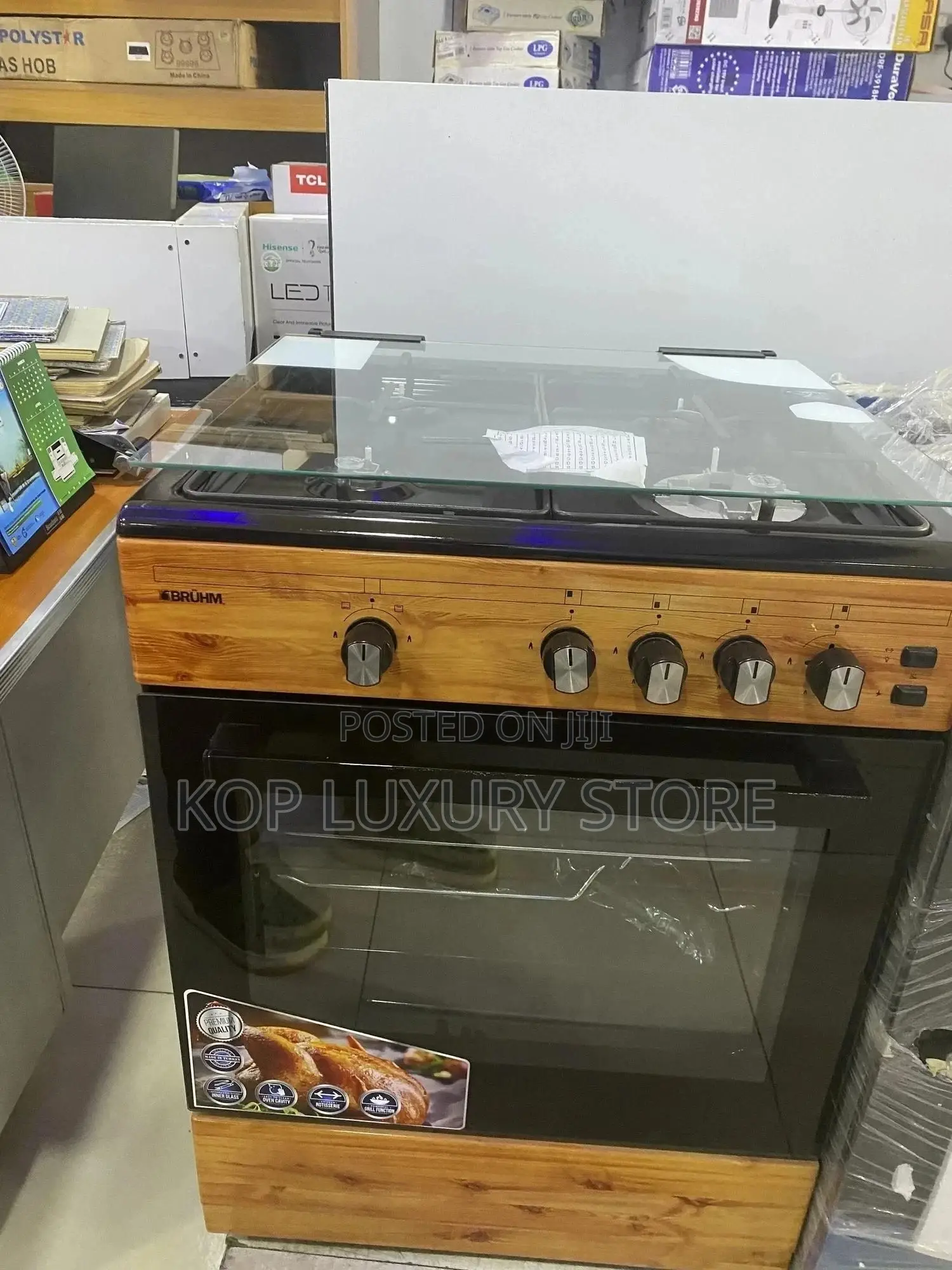 Bruhm Oven 4 Burner Gas Cooker With Oven Grill