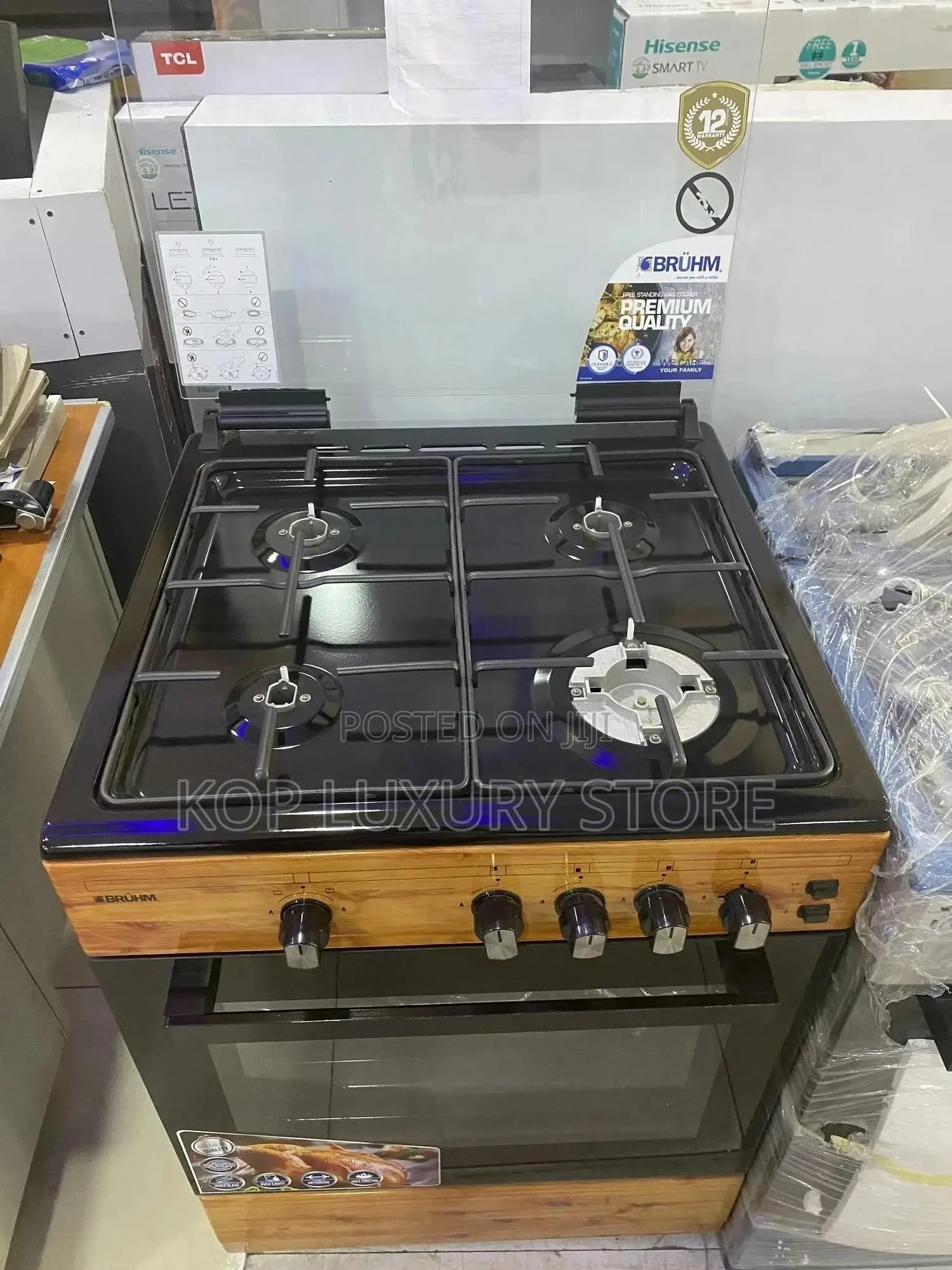 Bruhm Oven 4 Burner Gas Cooker With Oven Grill