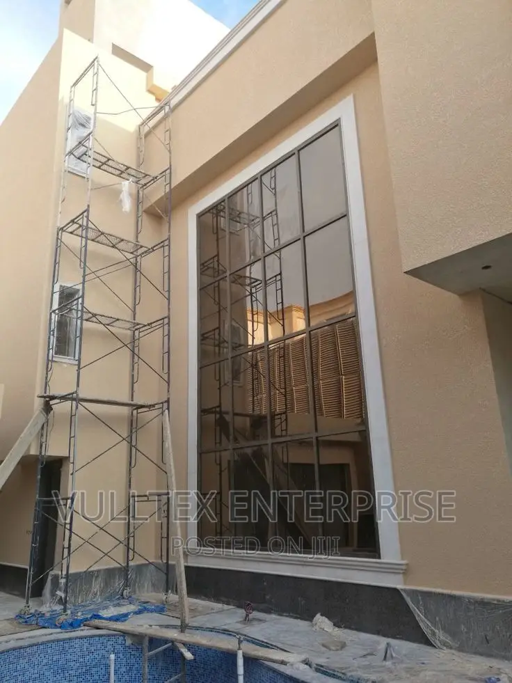 Grey. Glass Curtain. Wall