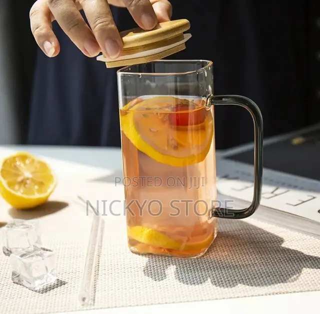 Modern Square Straw Cup Color Handle Juice Cup Bamboo
