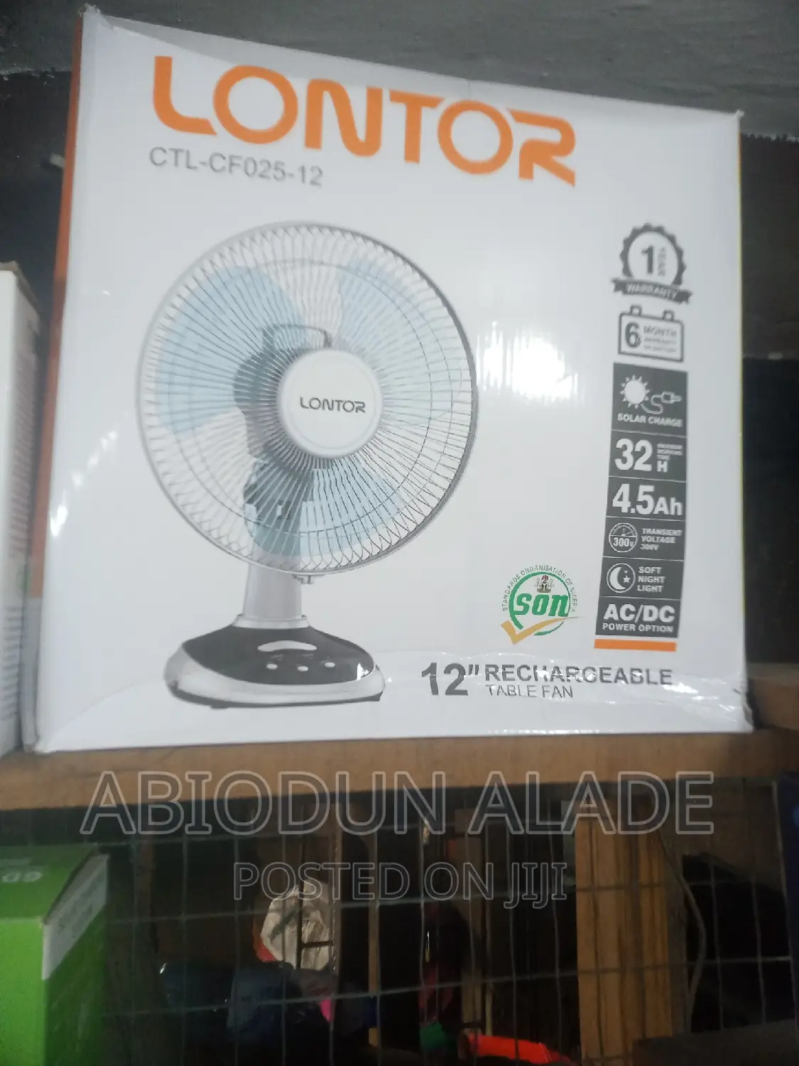 Lontor 12" Rechargeable Fan - Ctl-cf025-12