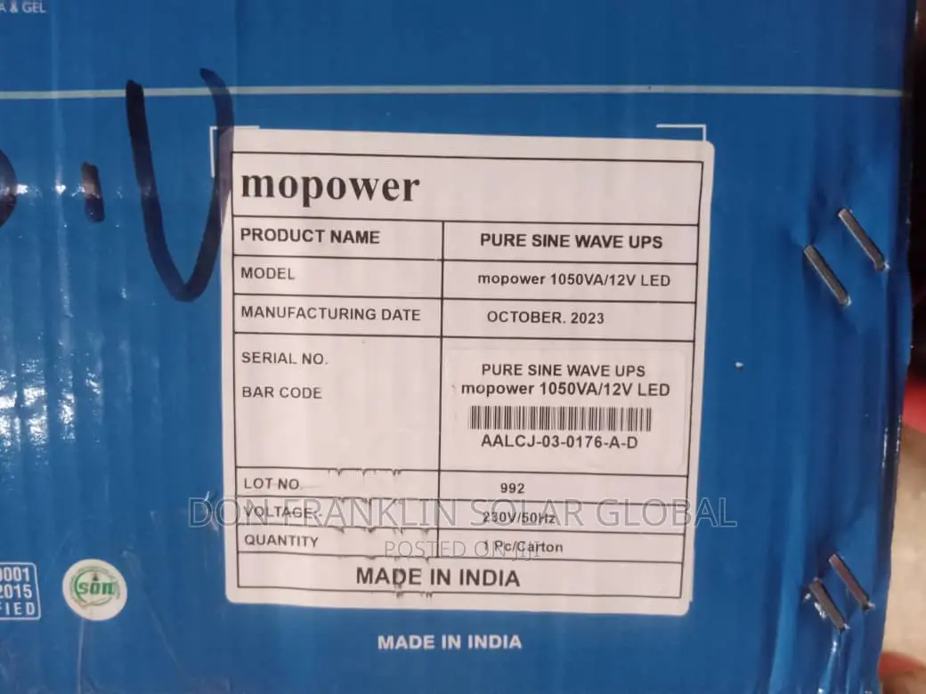 1,5kva/12v Mopower Pure Sine Solar Inverter