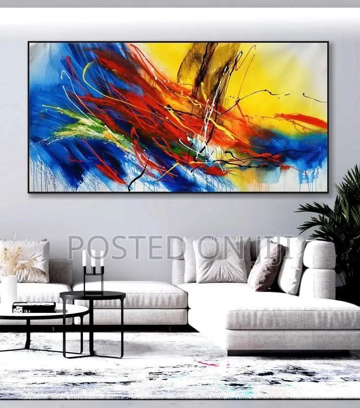 Blue, Red, Yellow and a Touch of Brown Abstract Painting