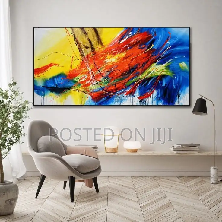 Blue, Red, Yellow and a Touch of Brown Abstract Painting