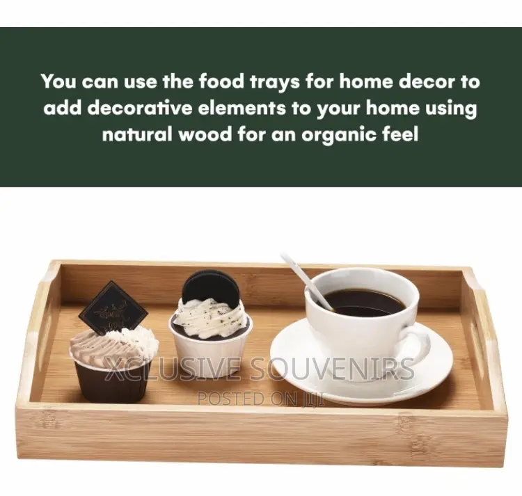 Bamboo Wooden Trays for Home, Restaurant Set of 3