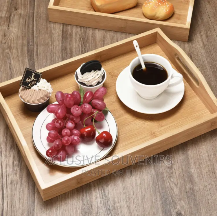 Bamboo Wooden Trays for Home, Restaurant Set of 3