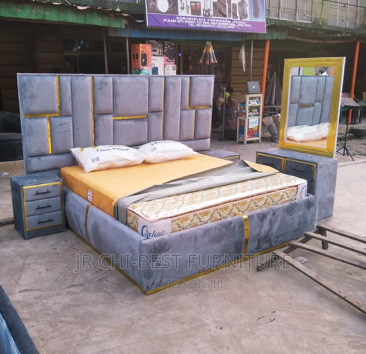 Complete Set of HDF Upholstery Padded 6 by 6 Bed Frame