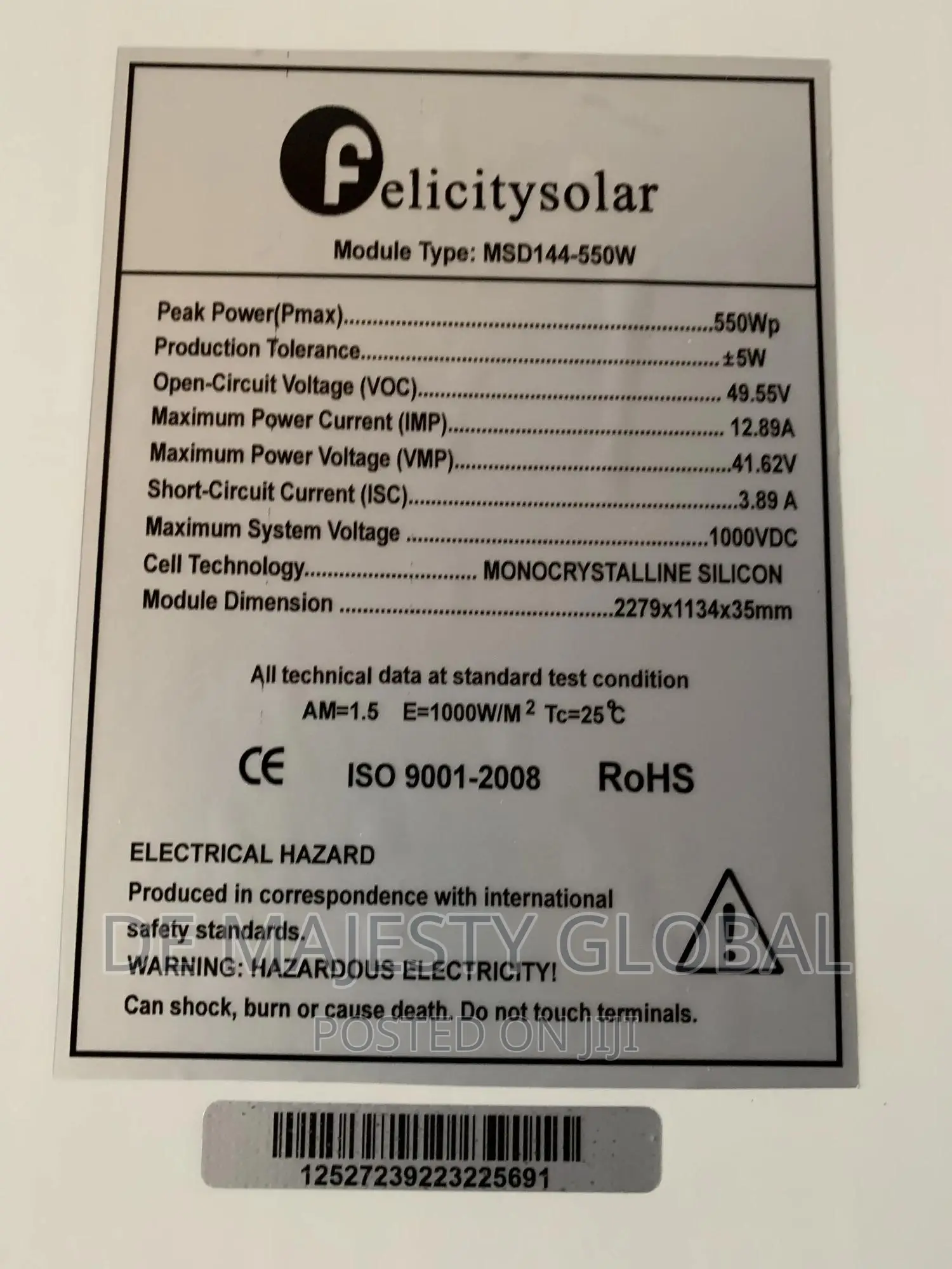 540w Felicity High Efficiency Solar Panel
