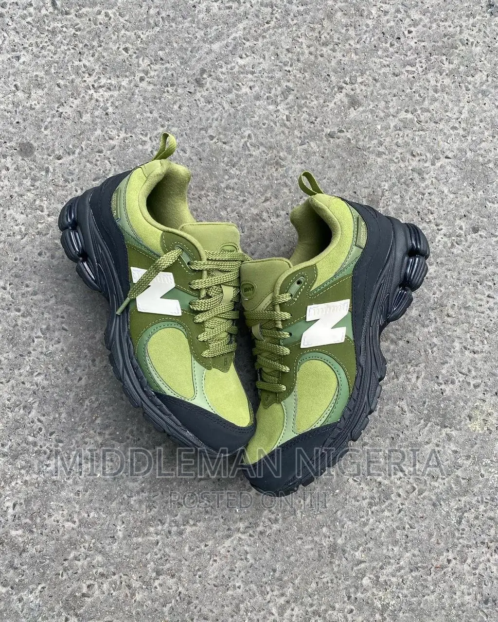 The Basement X New Balance “2002R” Moss Green Sneakers