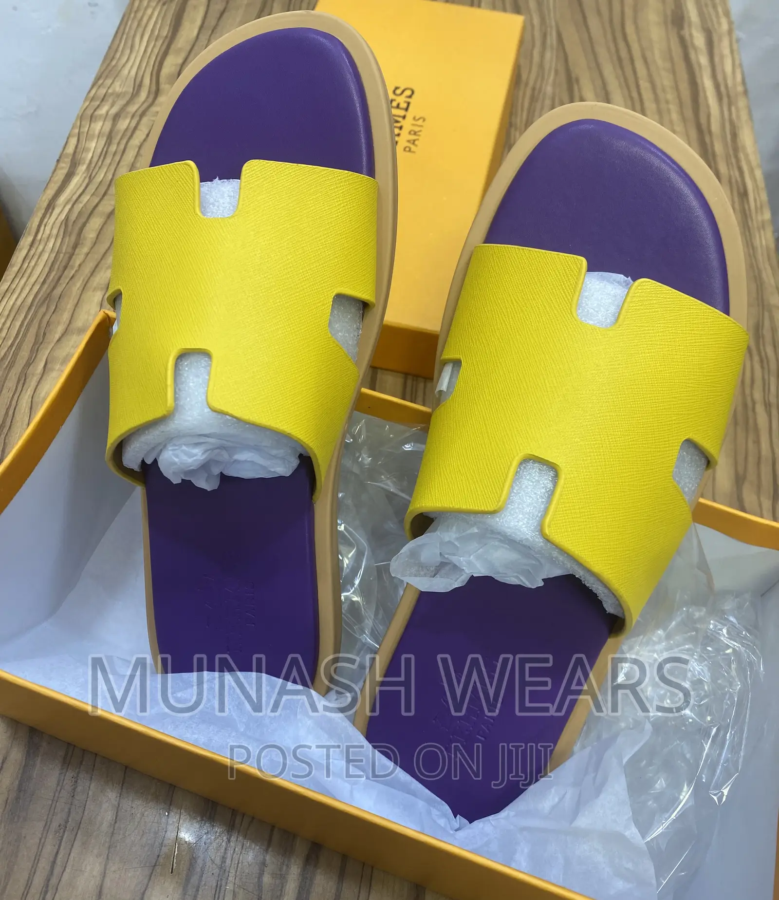Original Hermes Leather Slipers