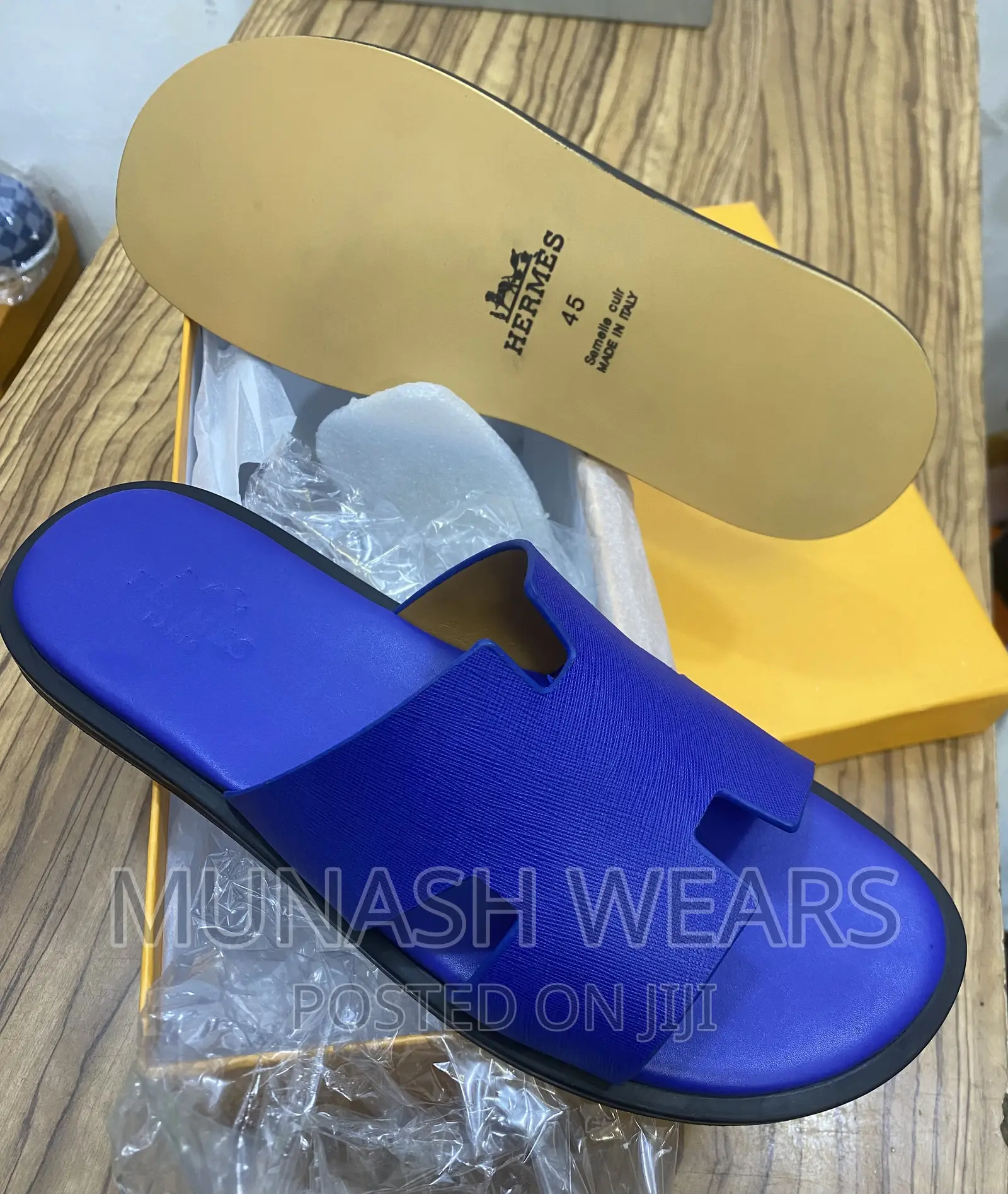 Original Hermes Leather Slipers