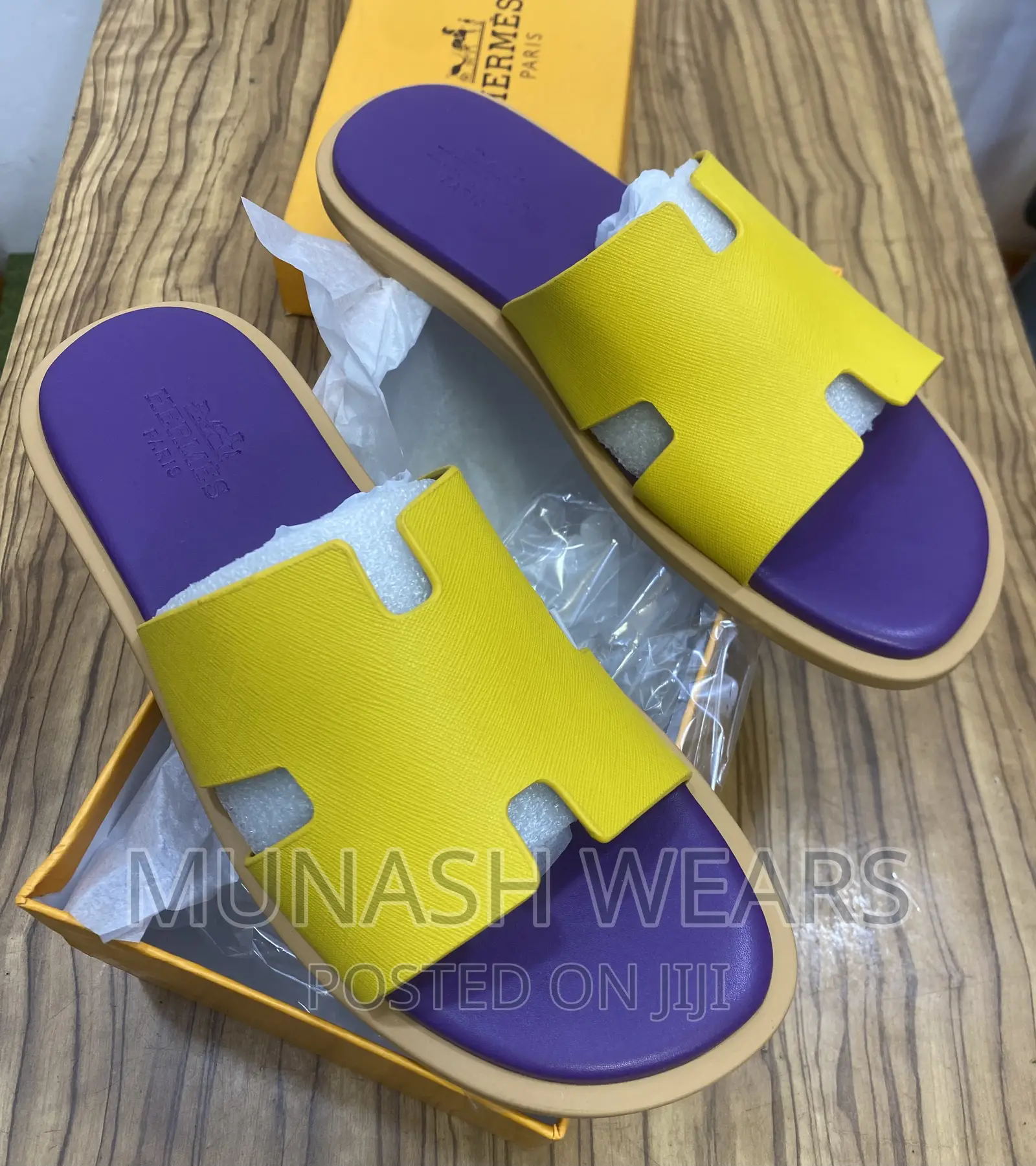 Original Hermes Leather Slipers