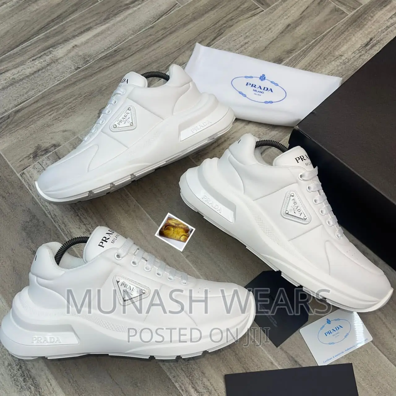 Original Prada All White Luxury Sneakers