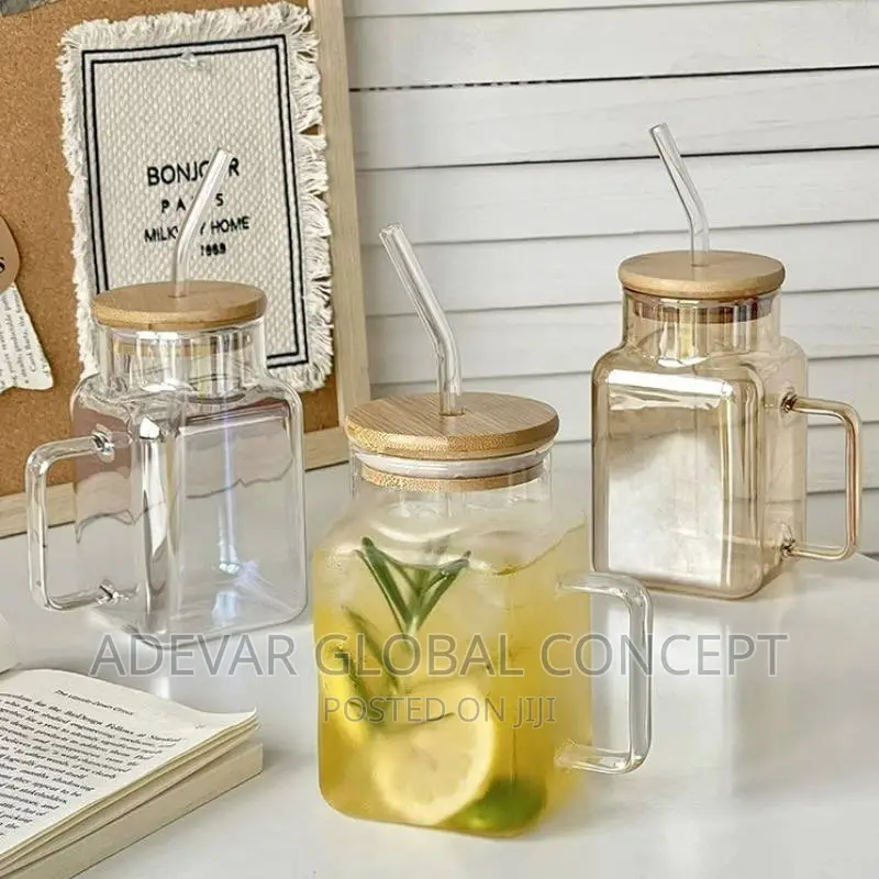 620ml Juice Cup Tea Glass With Straw and Lid