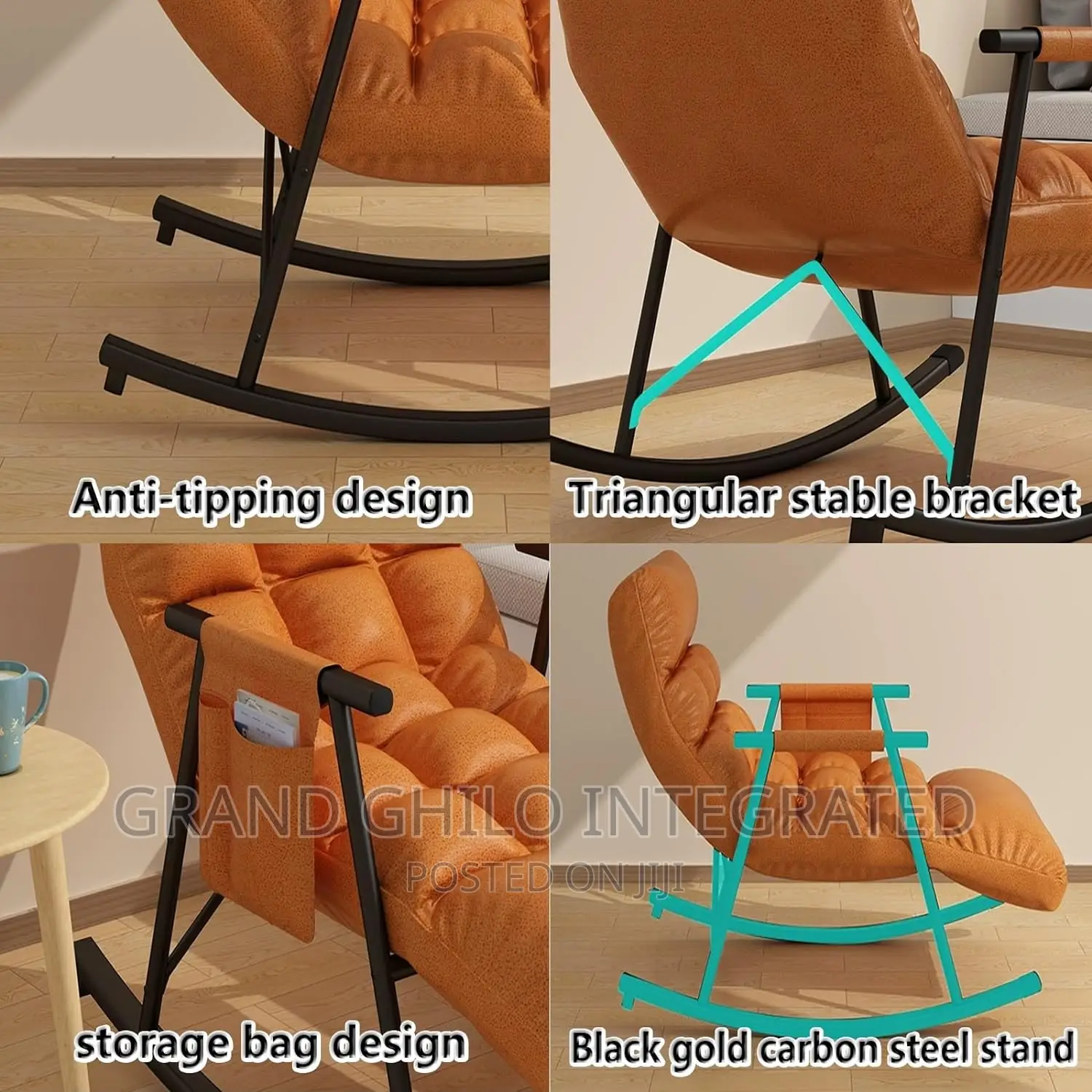 Leisure Rocking Chair With Cushion Black