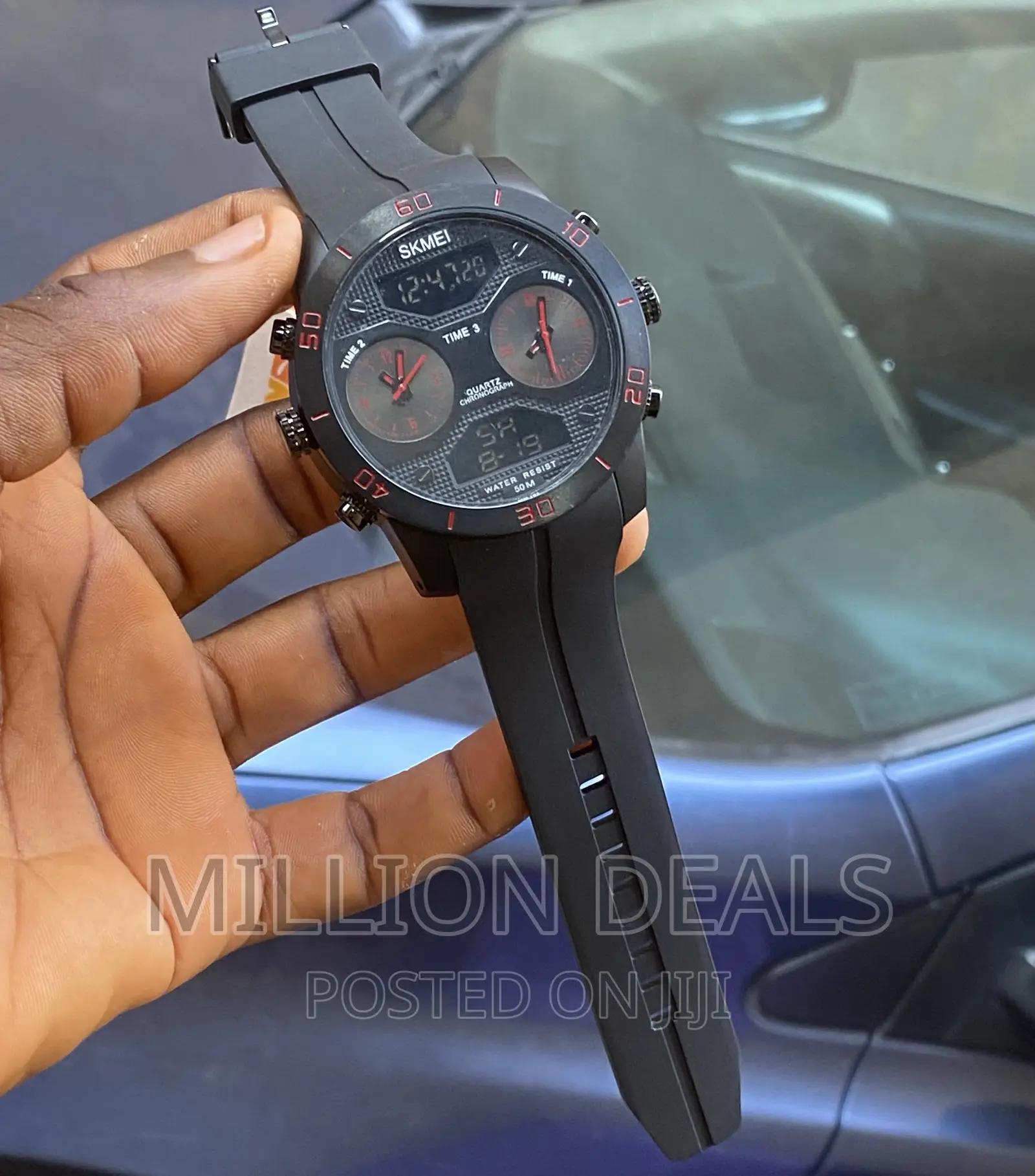 Multifunctional Black Rubber Strap Wrist Watch
