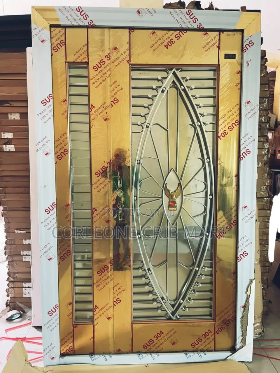 Golden Colour Egg Shaped Glass Door