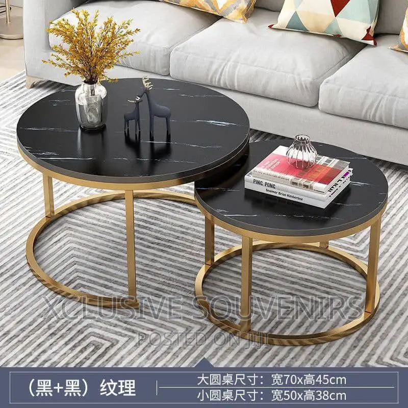 Nordic Center Table, Set of 2 Round Marble Nesting Center Table