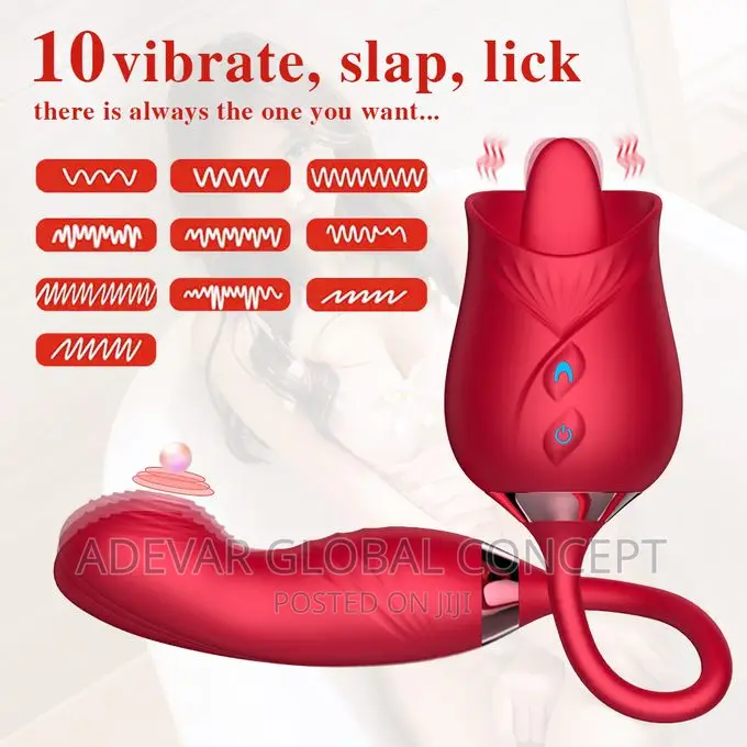 2-in-1 Clitoris Tongue Licking Women Sex Toy Rose Vibrator - Pink