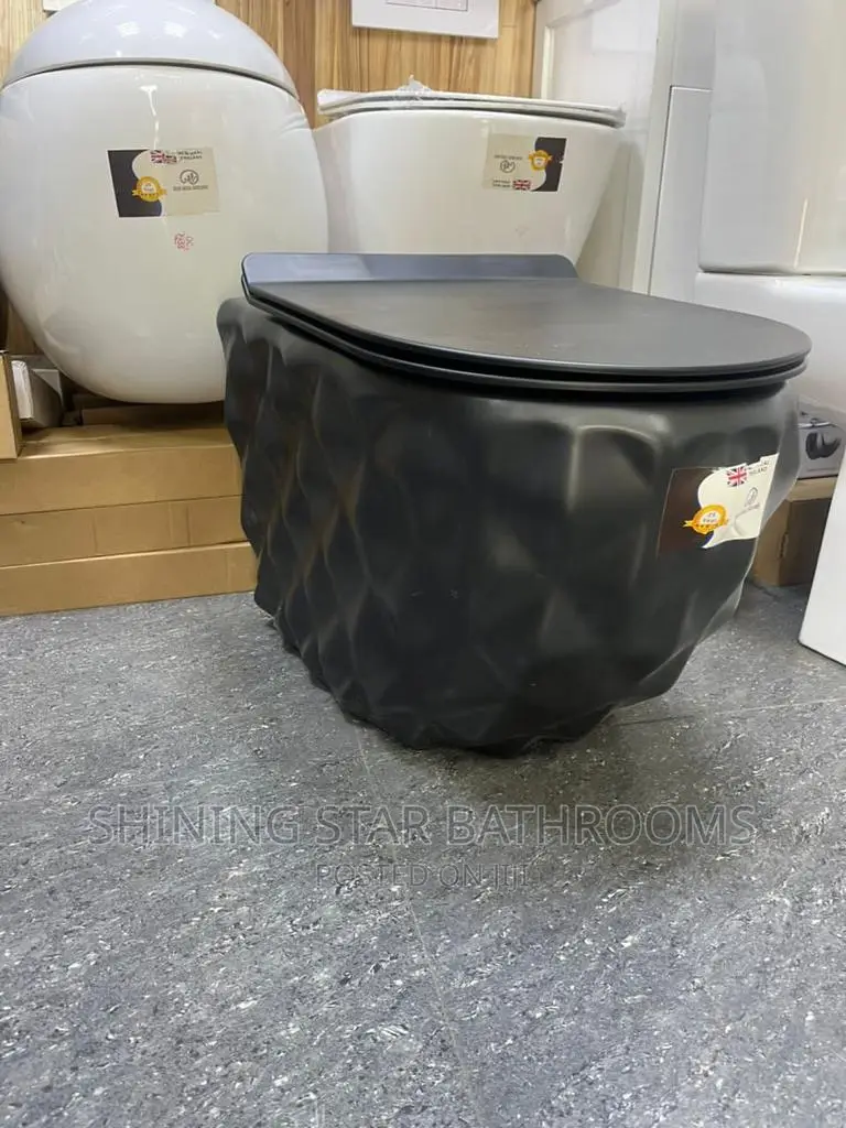 Crystal Black Wall Hung Toilet Set