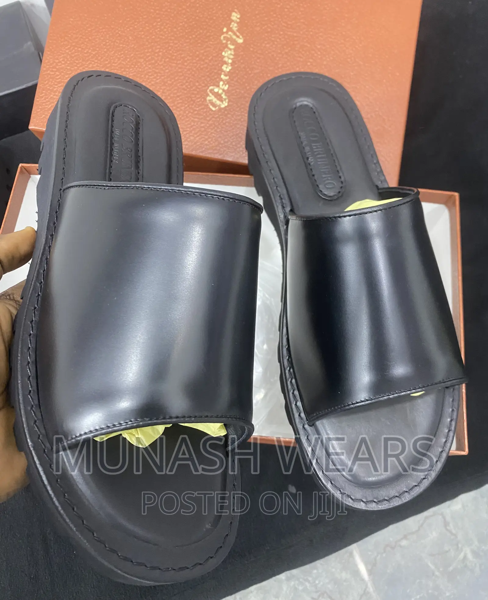 Original Italian Rocco Brunelo Leather Slipers
