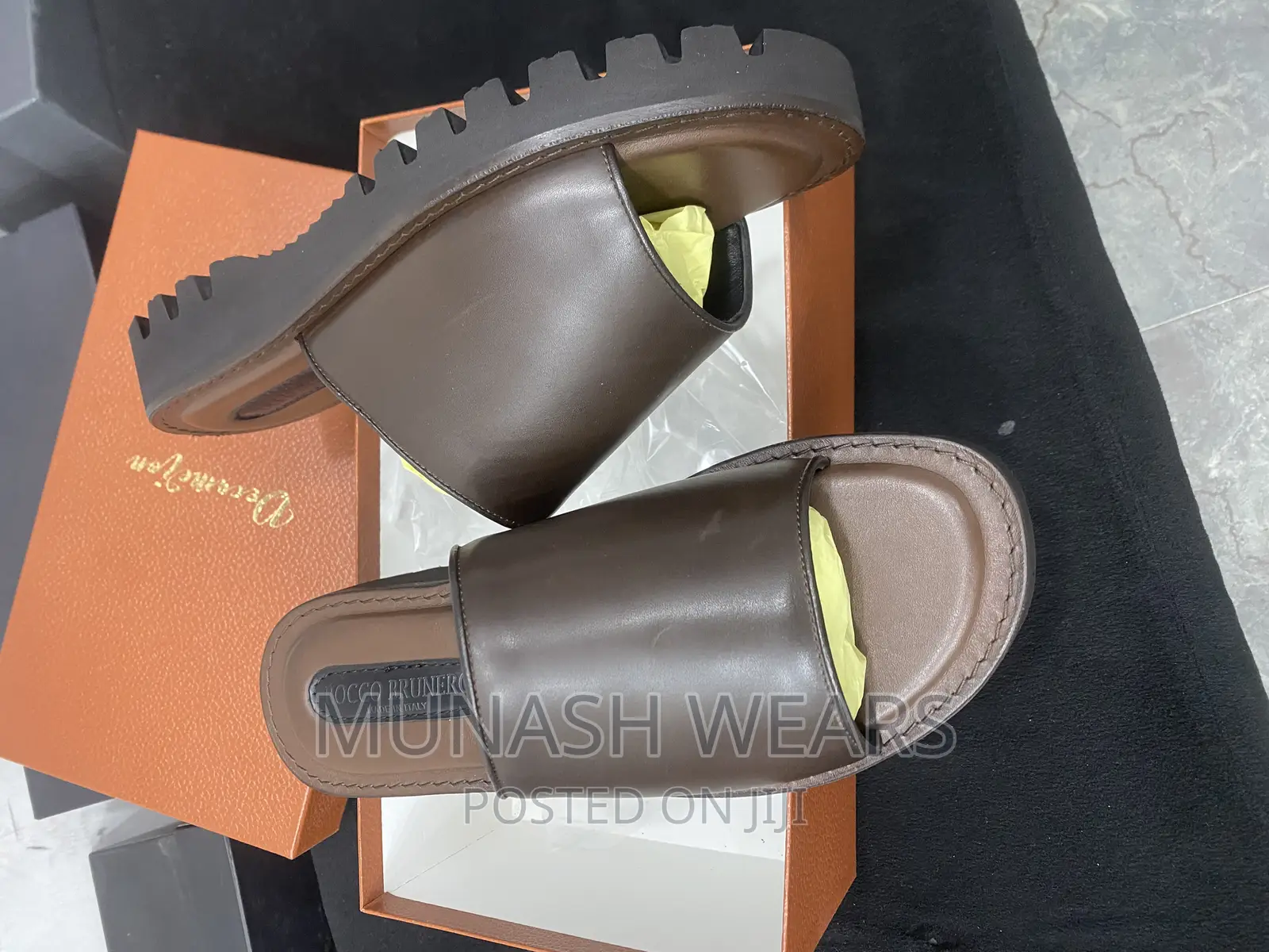 Original Italian Rocco Brunelo Leather Slipers
