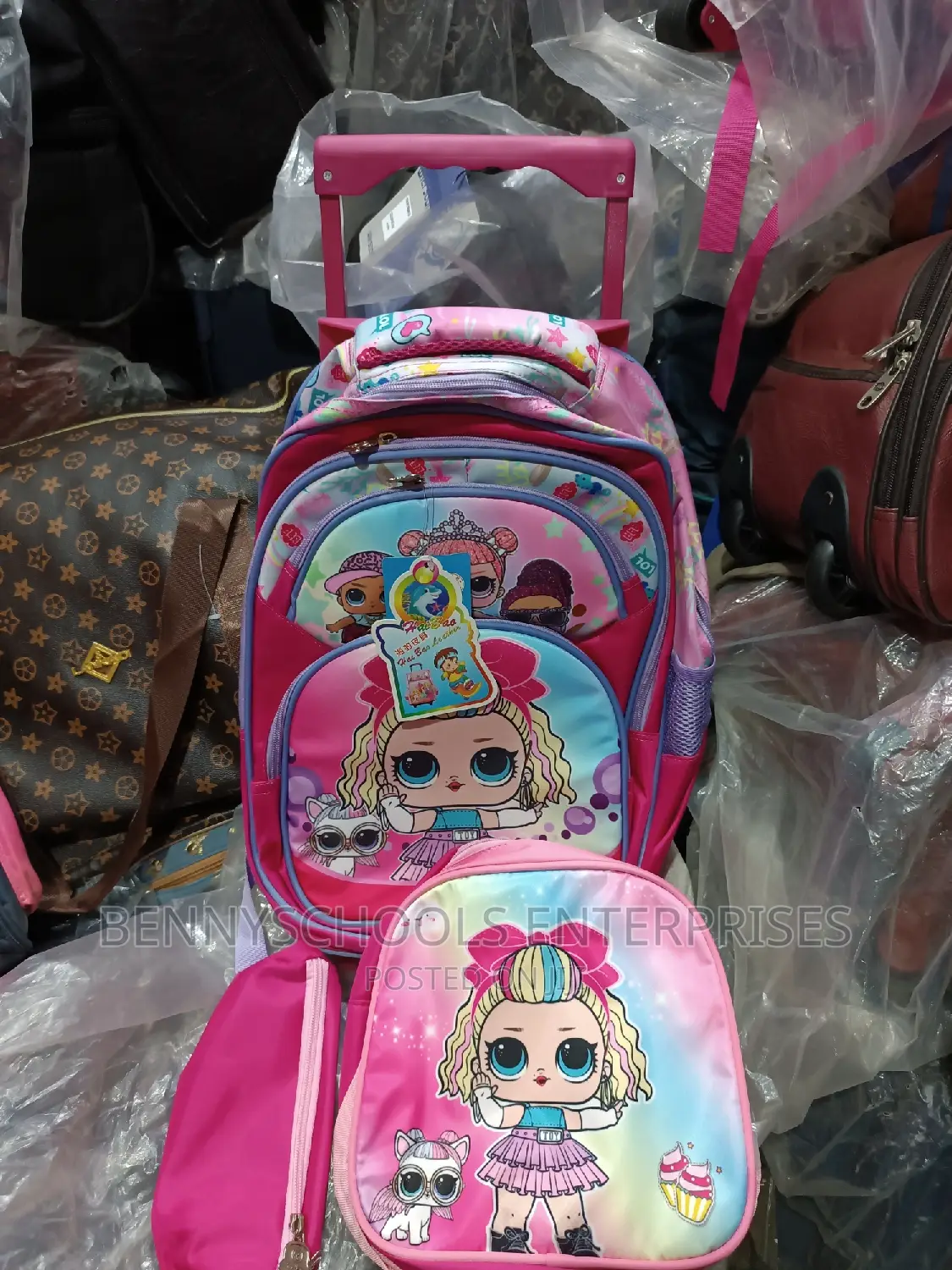 LOL Set of 3 in 1 Cha Girls 16 Inches Trolley School Bag