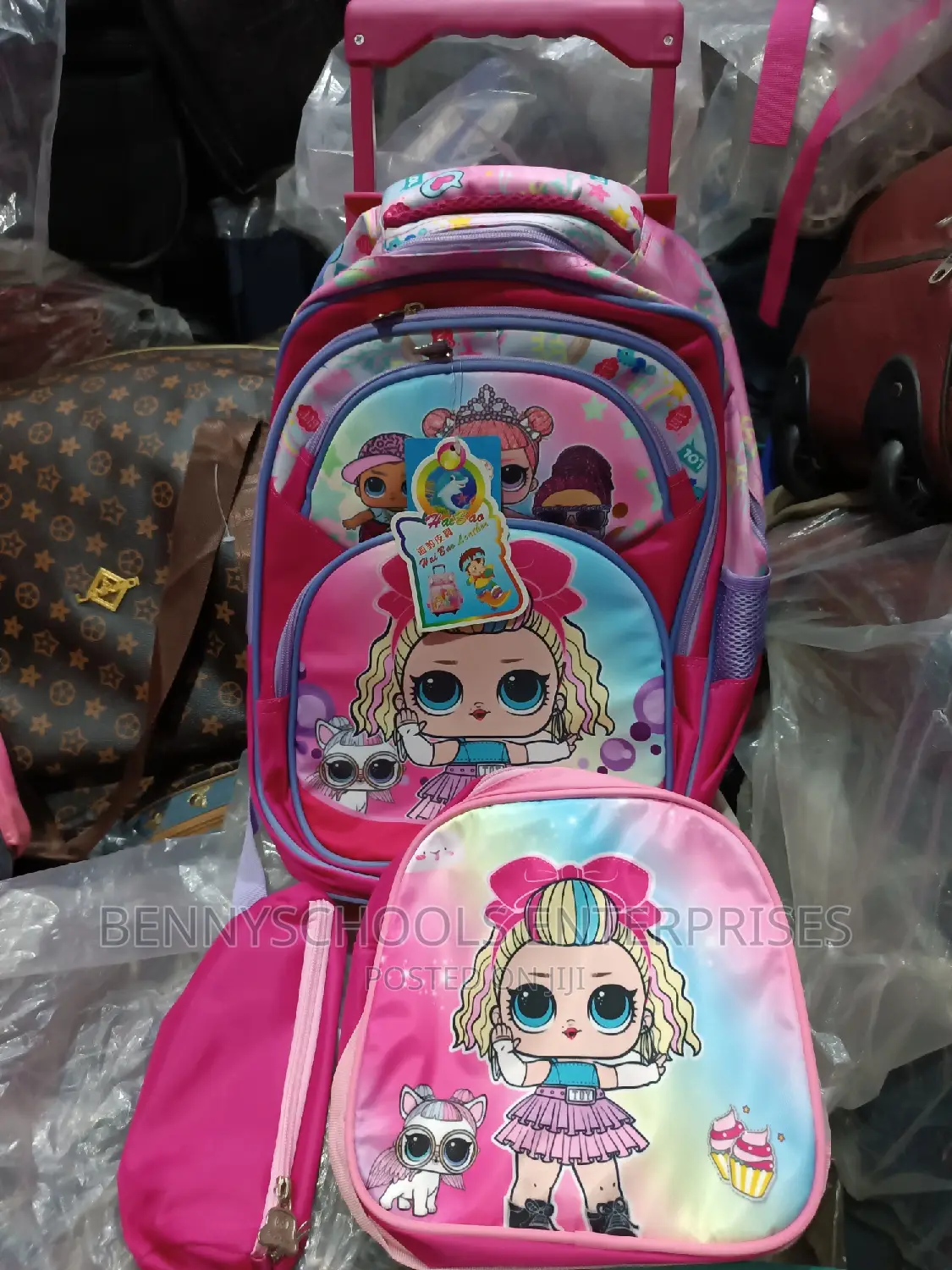 LOL Set of 3 in 1 Cha Girls 16 Inches Trolley School Bag
