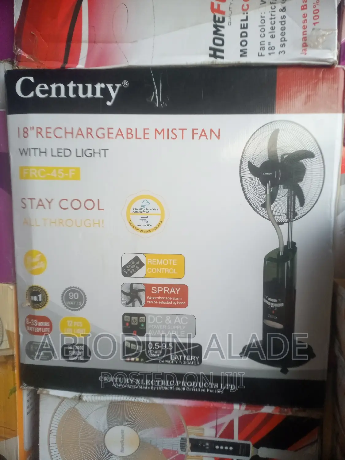 18 Inches Century Rechargeable Mist Fan