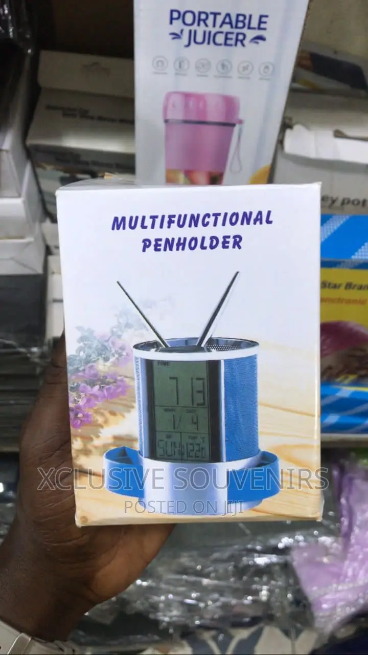 Multifunctional Pen Holder With Time Display and Alarm Clock