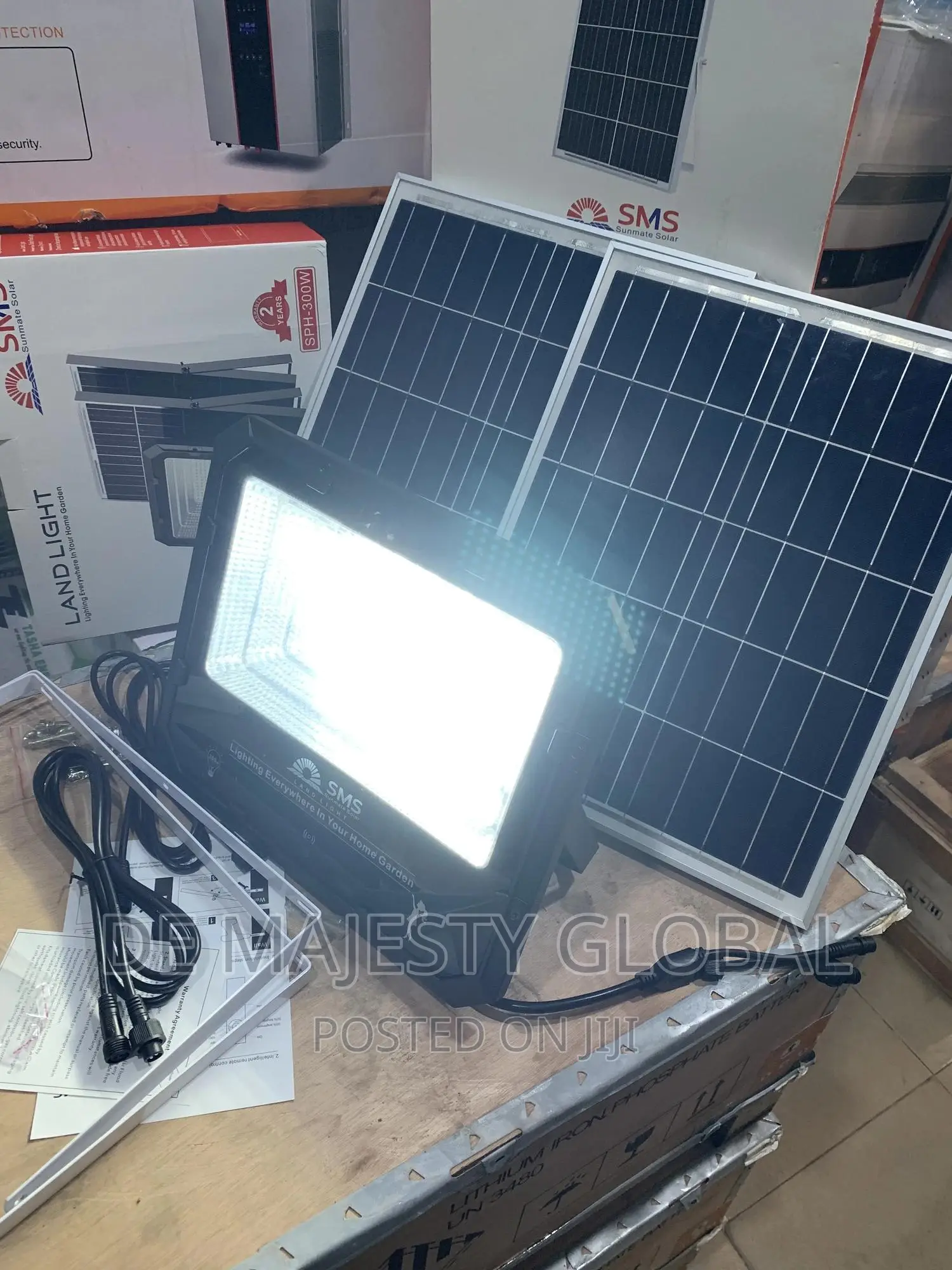 SMS 300w Solar Flood Lights With Double Panel and 2yrs Warty