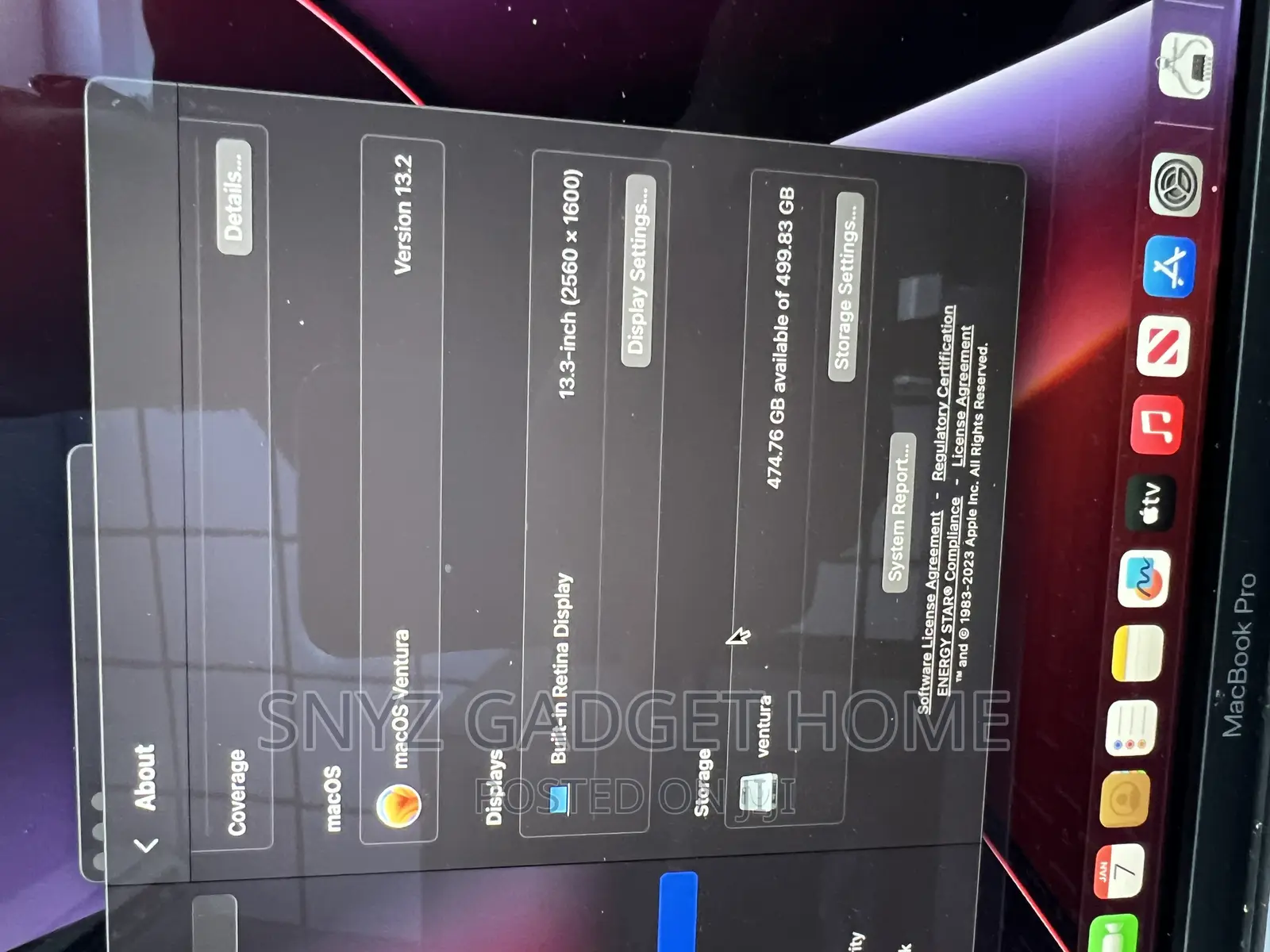 Laptop Apple MacBook Pro 2017 16GB Intel Core I7 SSD 500GB
