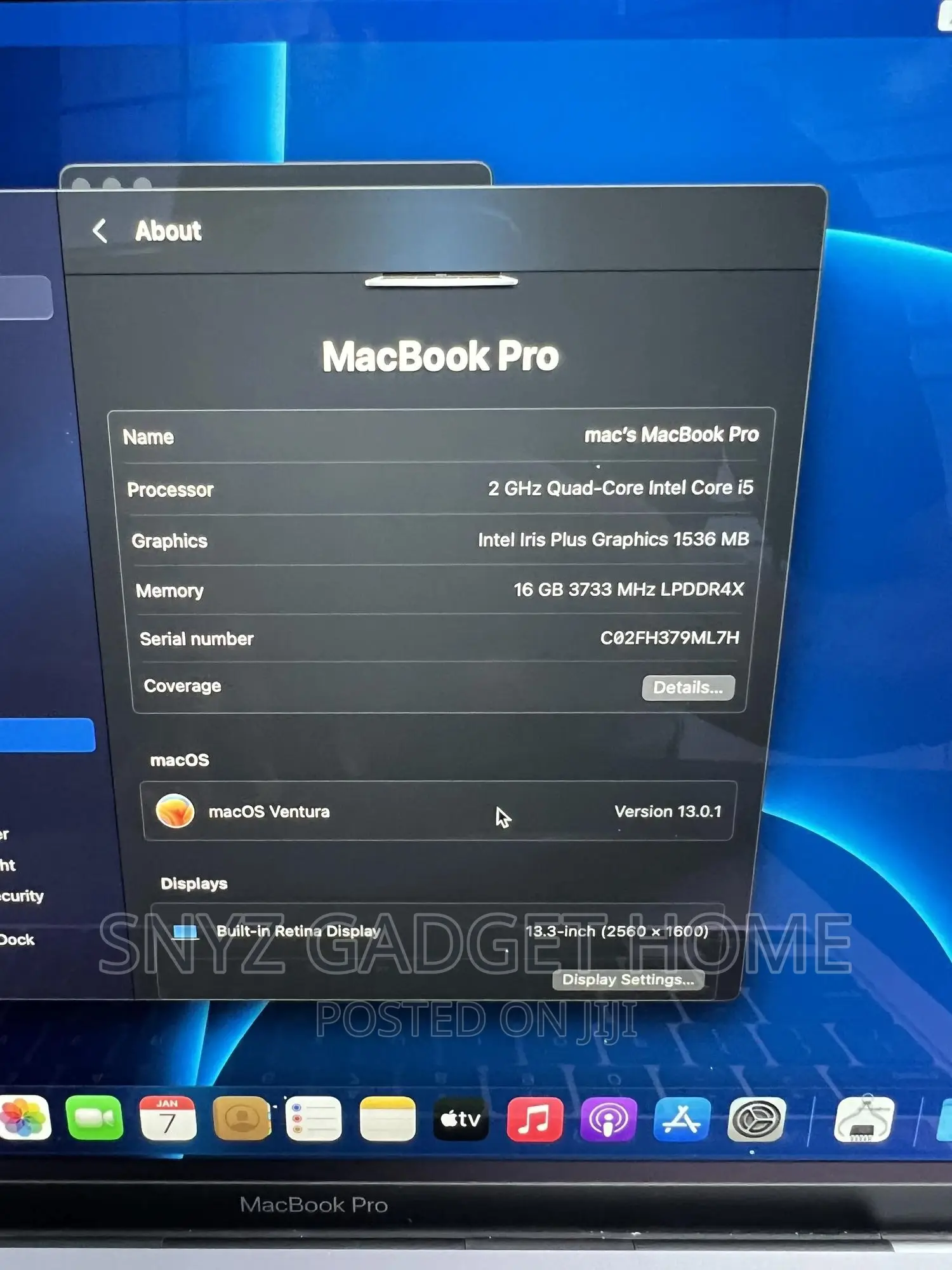 Laptop Apple MacBook Pro 2020 16GB Intel Core I5 SSD 500GB