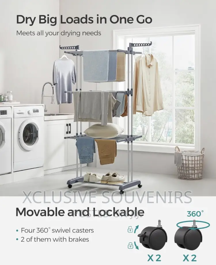 4-tier Stainless Steel Foldable Laundry Drying Rack