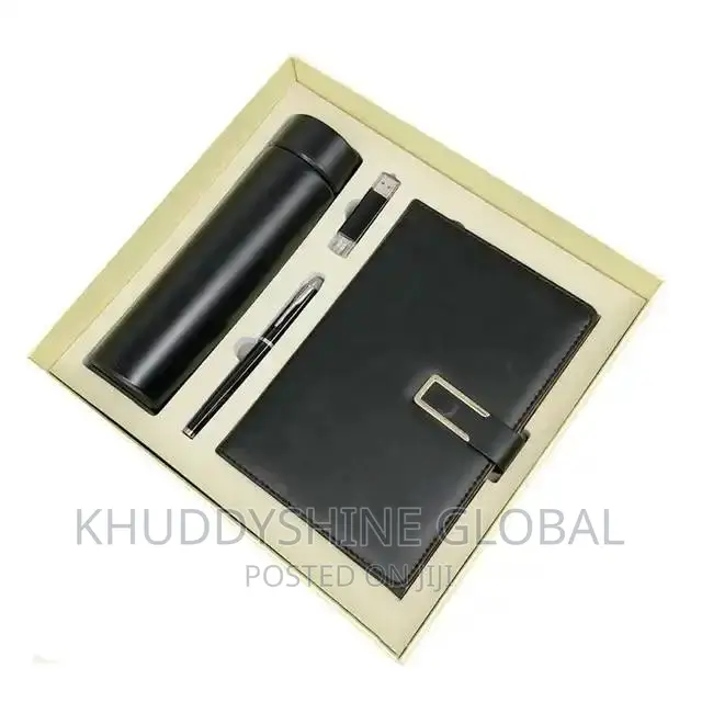 Notepad, Pen, Flashdrive and Temperature Flask