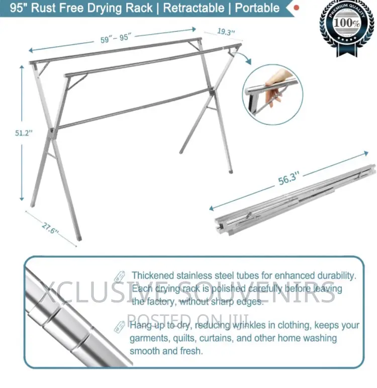 95 Inches Heavy Duty Stainless Steel Laundry Drying Rack