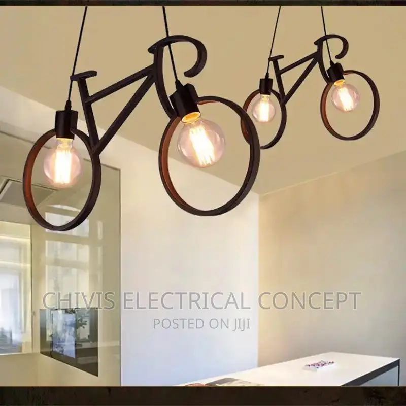 Vintage Industrial Style Wrought Iron Bicycle Shape Chandeli