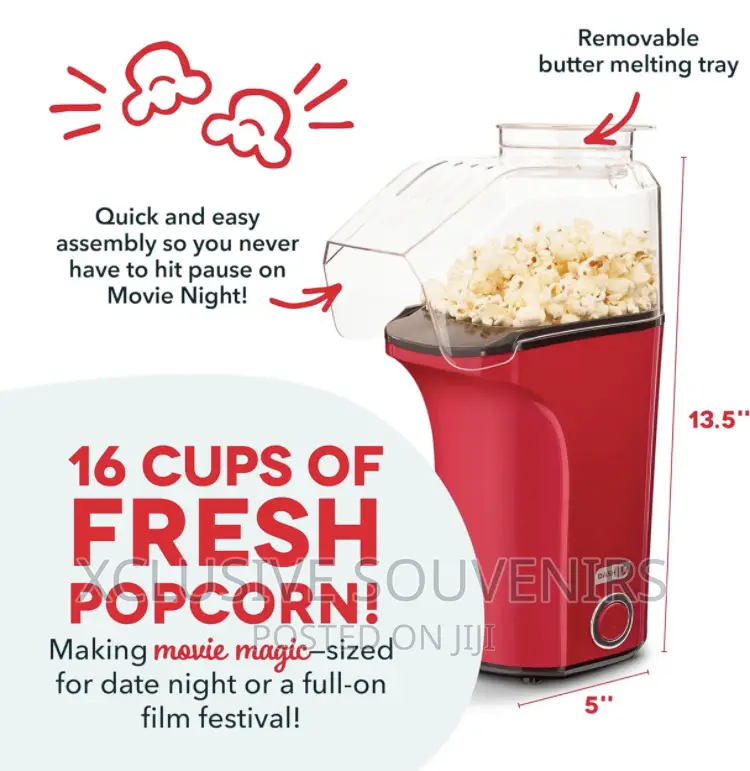 Hot Air Popcorn Popper Maker With Measuring Cup to Portion