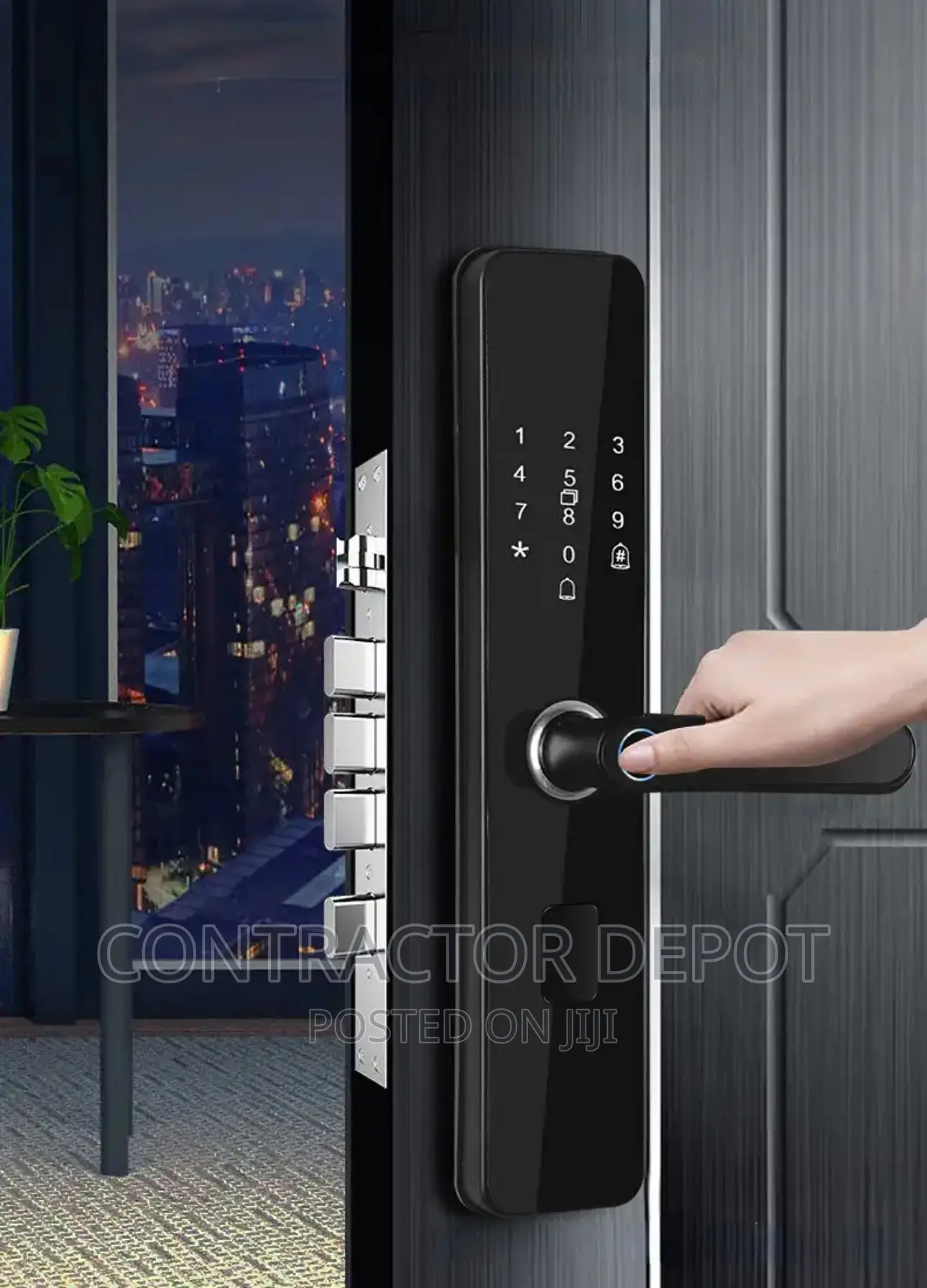 Black Electronic Smart Door Lock With Biometric Fingerprint