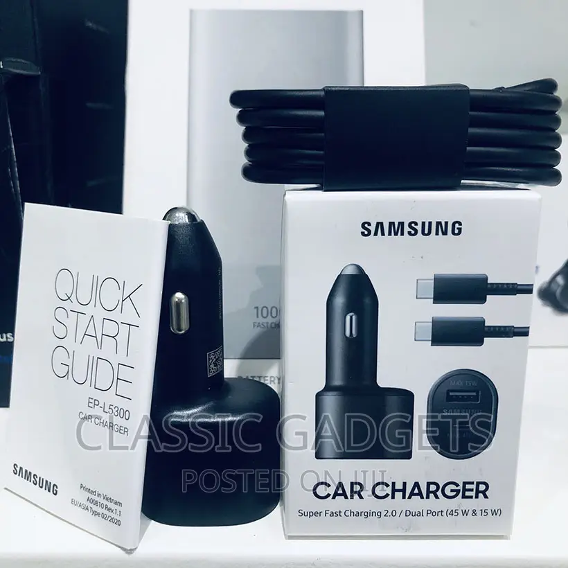 Original Samsung Car Charger 45W +15w Dual Port USB-C USB-A