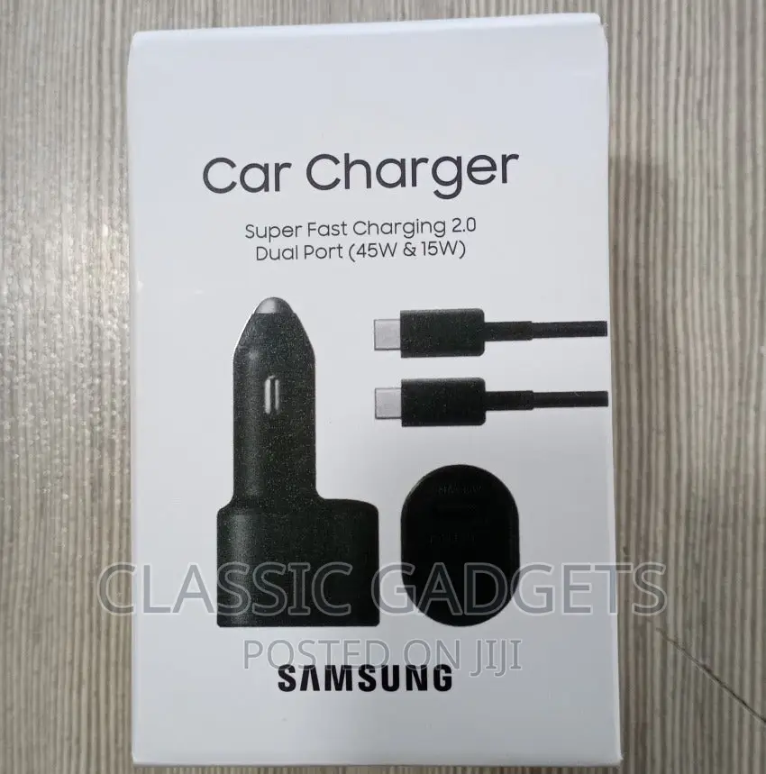 Original Samsung Car Charger 45W +15w Dual Port USB-C USB-A