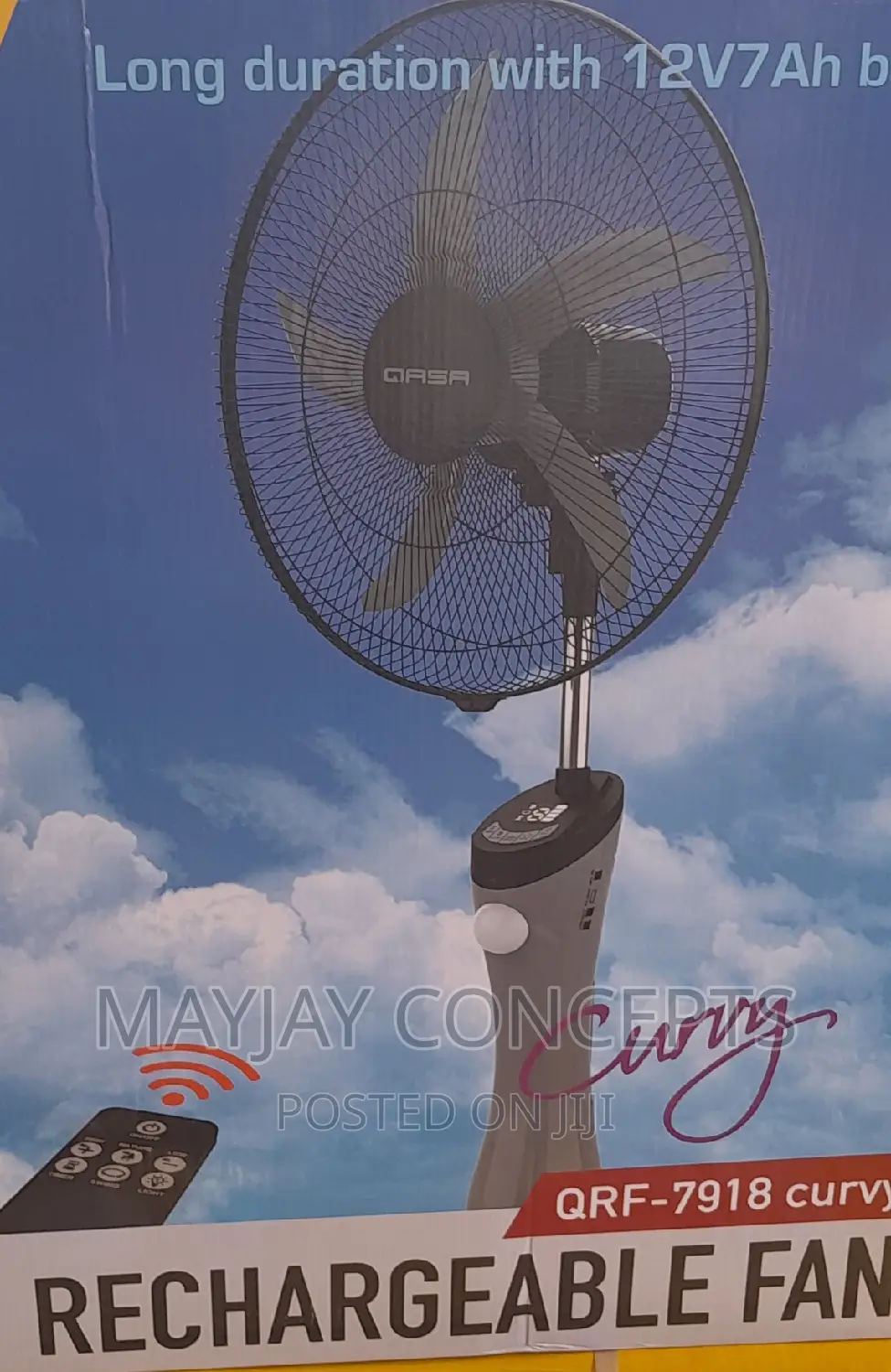 Qasa Curvy Rechargeable Standing Fan-Supports Solar Charge