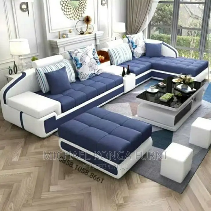 Adorable L Shaoe Sofa With Table and Puff