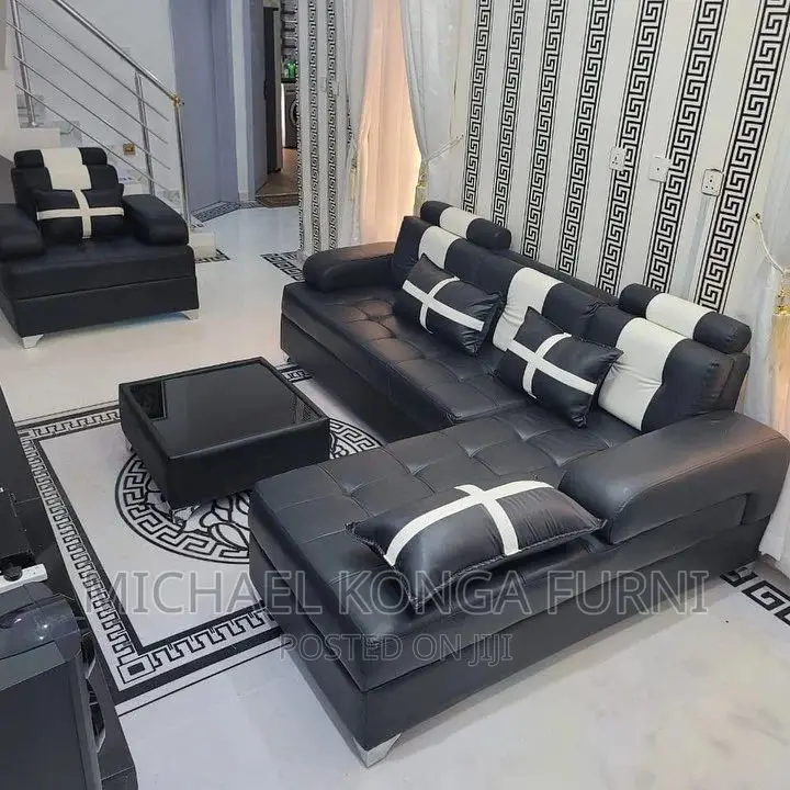 L Shape Leather Sofa With Table